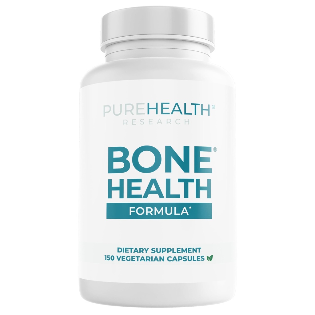 PUREHEALTH RECHERCHE Bone Formule de santé Calcium et supplément de magnésium - avec fer, zinc, cuivre, vitamine D, C, K2 et plus - Bone et articulations Vitamines pour les femmes et les hommes, 150 capsules