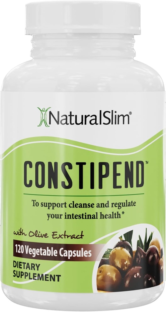 NaturalSlim, Constipation Relief, Tabouret Adoucissant Constipend, Colon Cleanser pour les femmes et les hommes avec Citrate de magnésium, Aspartate et extrait d'olive, 120 capsules végétales