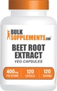 BulkSupplements.com Capsules d'extraits de racines de betteraves - Suppléments de racines de betteraves, pilules de racines de betteraves, supplément à base de plantes - Amies des végétaliens, 8000mg Équivalent, 1 Capsule par portion, 120 Capsules de légumes (paquet de 1)