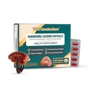 Gélules de champignons Red Reishi pour l'immunité, Extrait de Ganoderma lucidum, Champignons Vegan Reishi naturels par jour, 70mg, 30 Capsules