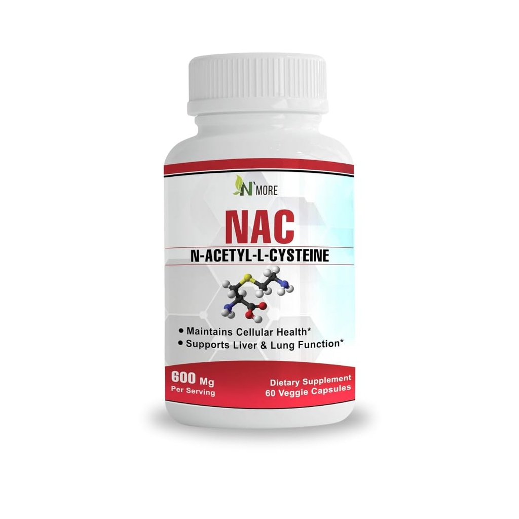 N'Plus N-acétyl-Cystéine (NAC) 600Mg 60 Gélules sans OGM, sans gluten