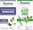 Himalaya Ashwagandha +Immune à la vitamine C pour le soutien immunitaire actif & Hello Alert Mind for Energy, Focus & Attention, 60 Capsules Chaque - Bundle