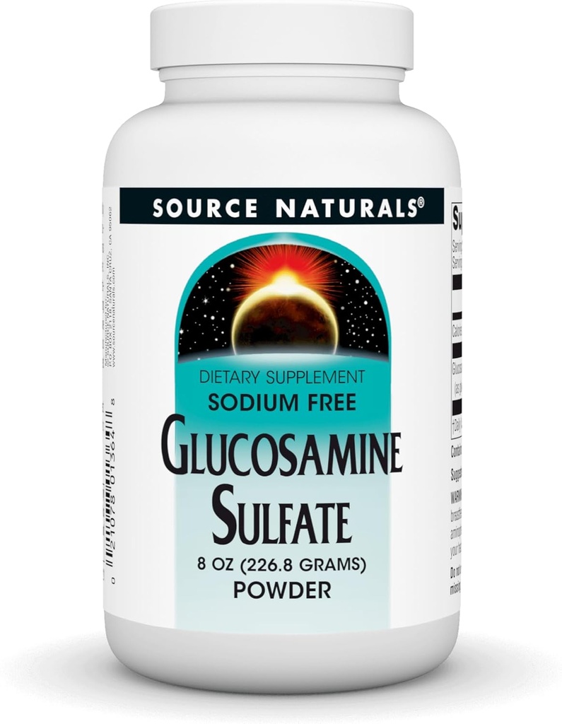 Source Naturals Sulfate de glucosamine, Poudre sans sodium pour le soutien des articulations - Poudre de 8 oz