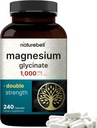 NatureBell Magnésium Glycinate 1000mg, 240 Capsules: 500mg par Capsule: 100% Chélaté et purifié.
