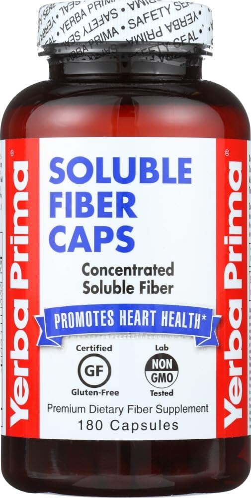 Capsules de fibre soluble primaire Yerba, 180-Count - Formule de complément alimentaire naturel, sans OGM, sans gluten