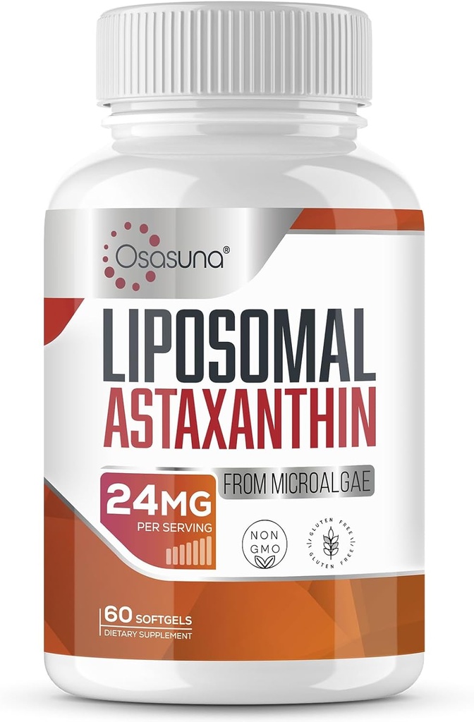Liposomal Astaxanthin Supplement 24 MG, Maximum Absorption, Antioxidant Stronger Than VIT C, Non-GMO & Gluten Free - 60 Softgels(2 Months Supply)
