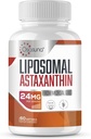 Supplément d'astaxanthine liposomique 24 MG, absorption maximale, antioxydant plus fort que VIT C, sans OGM et sans gluten - 60 softgels(2 mois d'approvisionnement)