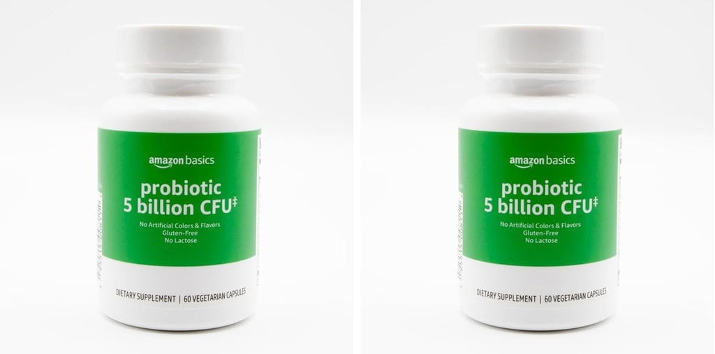 Bases Probiotique 5 milliards UFC, 8 souches probiotiques avec 60 mg de mélange prébiotique, 60 capsules végétariennes de dénombrement, 2 mois d'approvisionnement, soutient une digestion saine (précédemment Solimo) (paquet de 2)