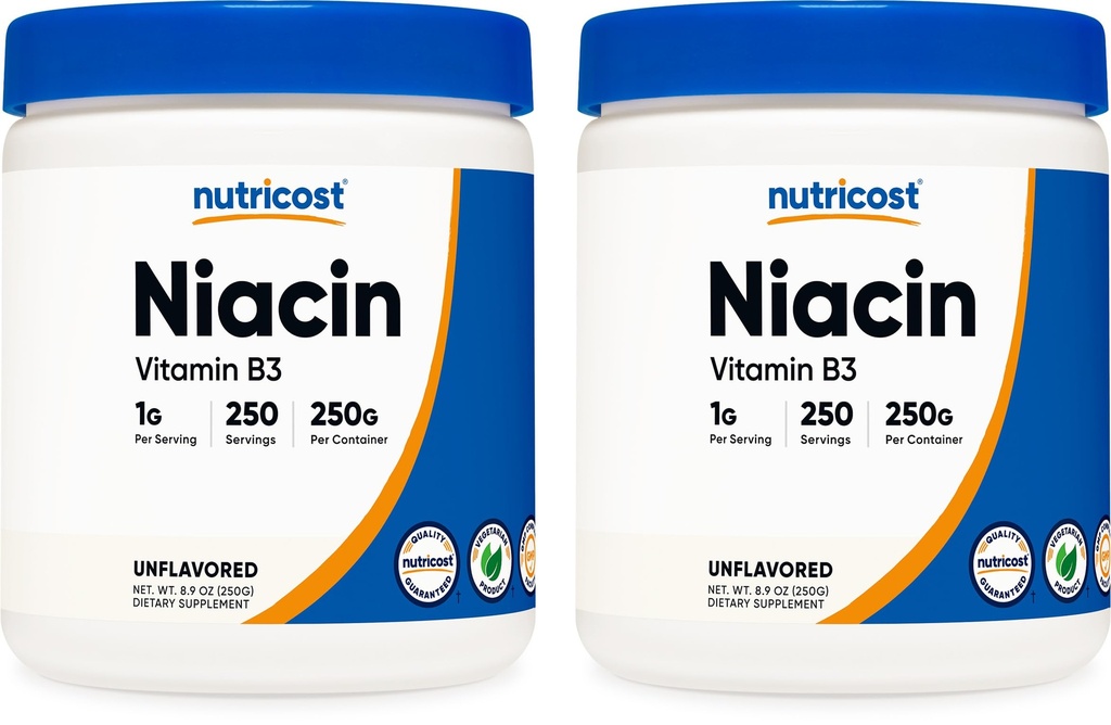 Nutricost Niacine vitamine B3 poudre 250G (2 pack) - 500 grammes - 1G par portion (Scoop inclus)