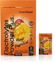PoudreVitamine Electrolytes Poudre Plus, Keto, Mango Passionfruit, Sans sucre, 1000mg Potassium, 120mg Calcium, 120mg Magnésium, Non-OGM, Zéro Calories, 30 Packets d'hydratation