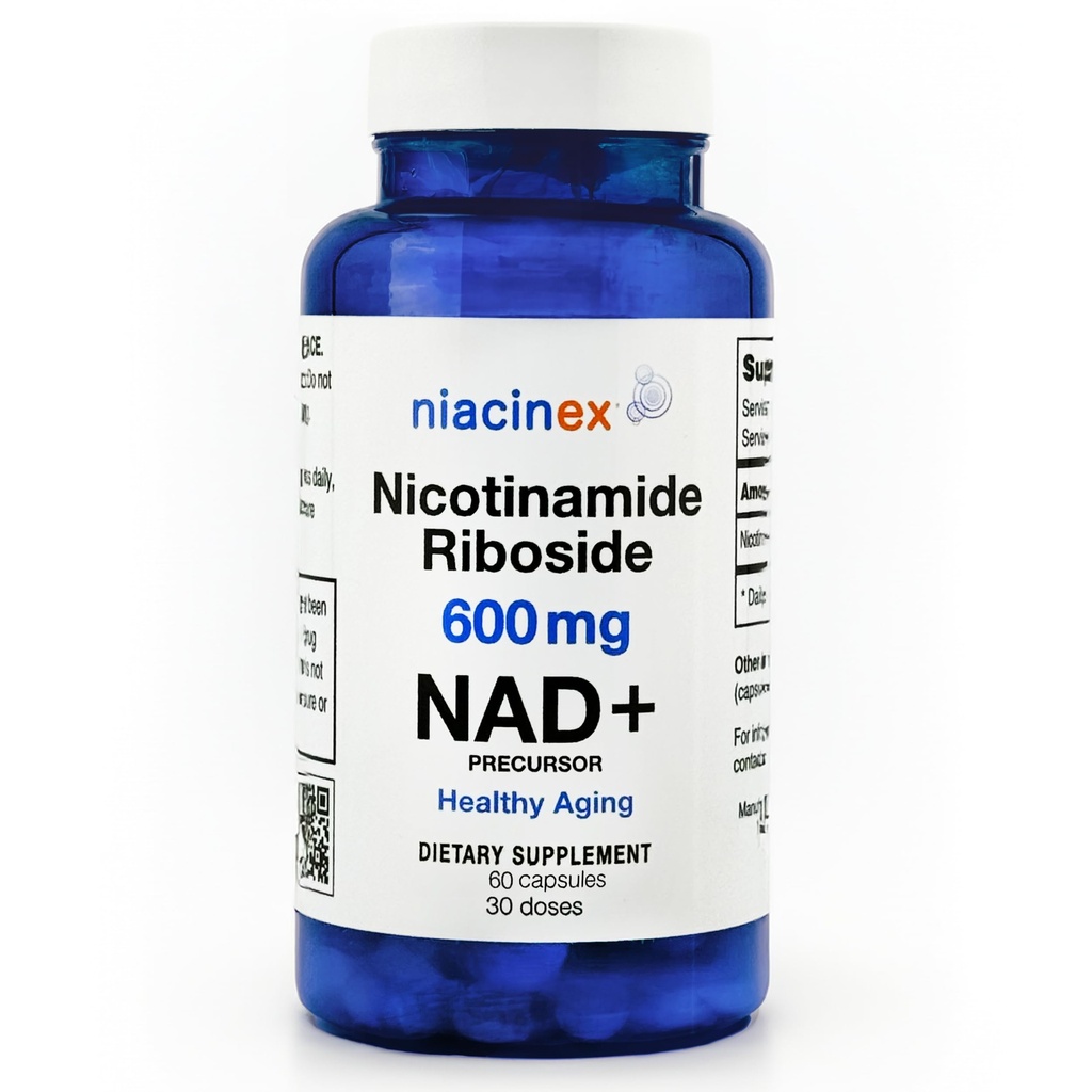Supplément NAD+ - 600mg Pure Nicotinamide Riboside (NR) - Vieillissement en santé, clarté mentale et booster l'énergie - Suppléments de régénération cellulaire pour les femmes et les hommes - 60 capsules NAD Plus - Fabriqué aux États-Unis