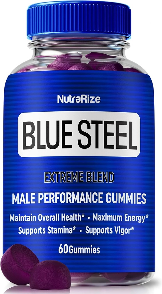 Gummies en acier bleu pour les hommes, la nutrition quotidienne pour renforcer la confiance et la santé globale, tout supplément naturel pour soutenir la performance de pic, Gummy mâle officiel, BlueSteel Reviews (60 Gummies)