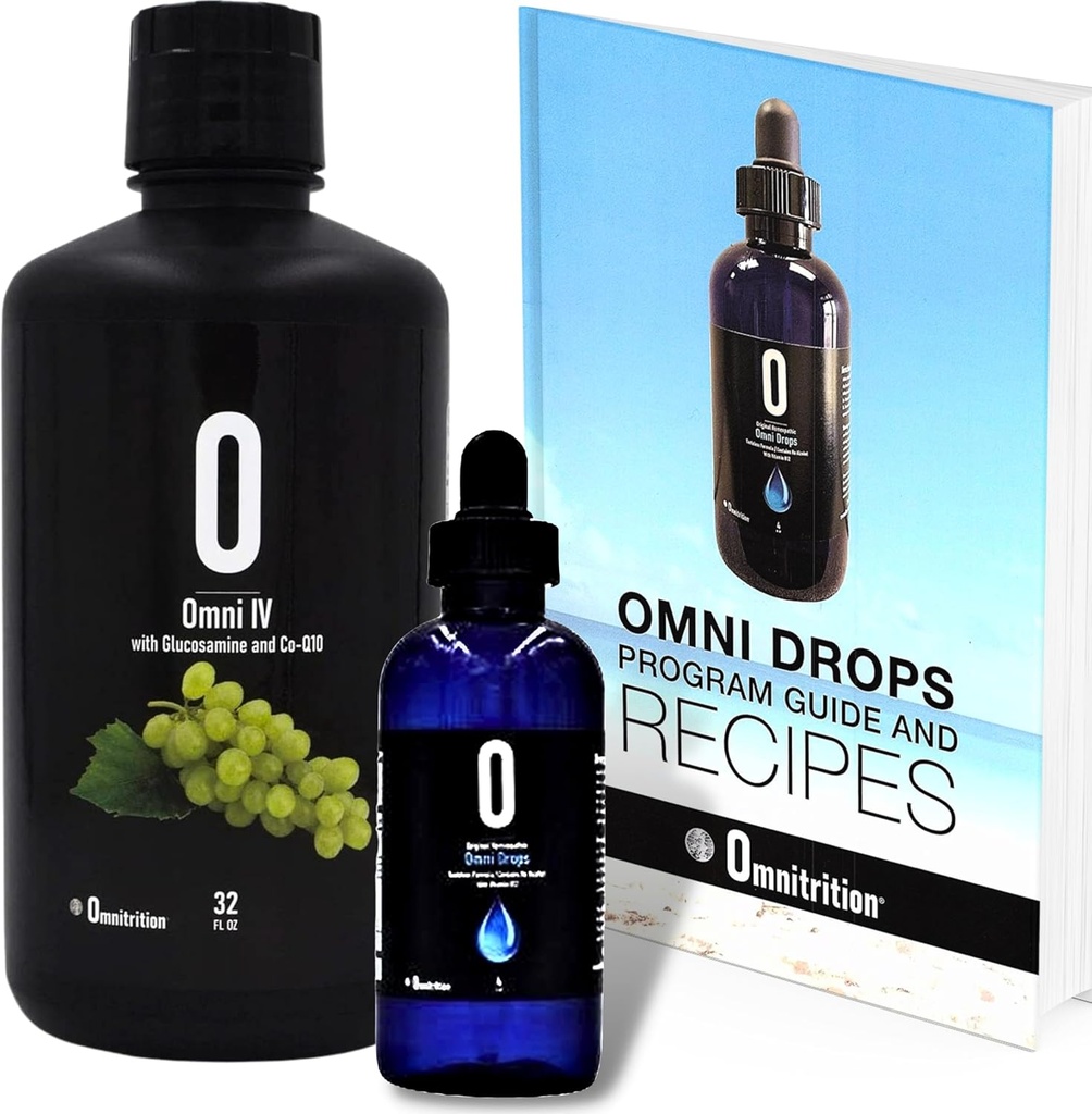 Omnitrition Omni Drop Bundle - Comprend deux produits : Omni Drops Diet Drops avec vitamine B12-4 oz avec guide du programme et Omni IV (Omni 4) Vitamines liquides et minéraux avec glucosamine et Co-Q10