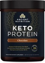Ancient Nutrition Poudre de protéines de Keto, KetoPROTEIN avec les graisses de la moelle osseuse et de l'huile MCT, Chocolat, 18g Protéine 10g de graisse par portion, sans gluten, faible teneur en glucides, paléofriendly, 17 portions