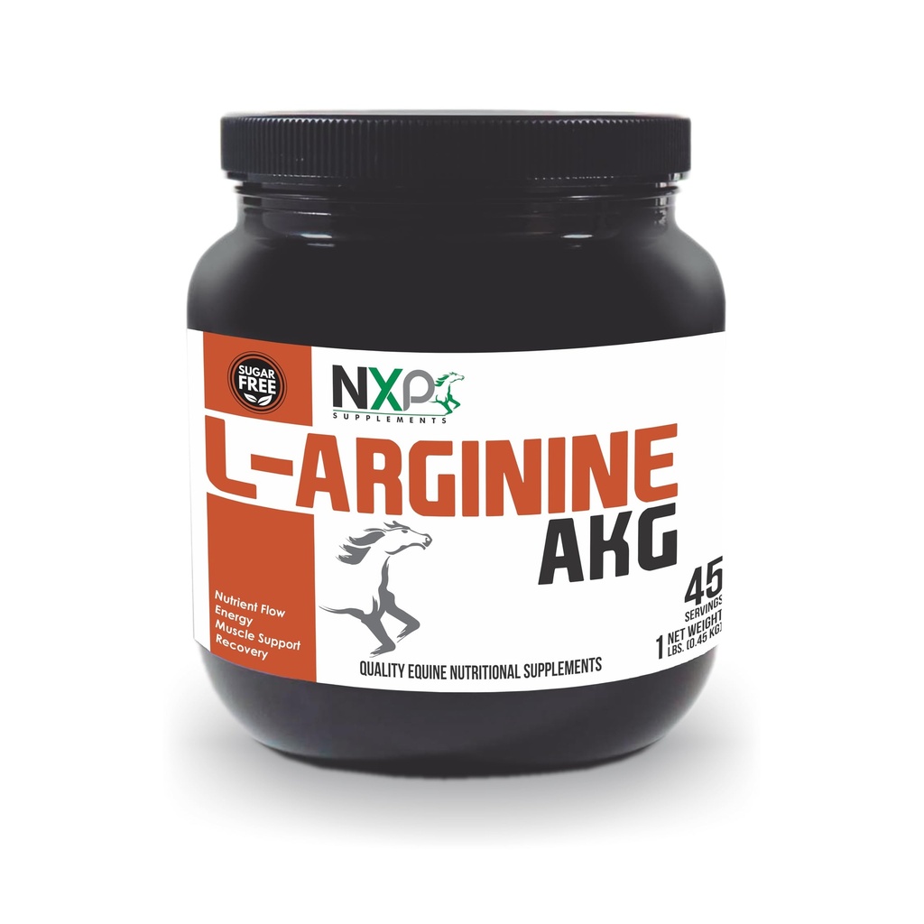 L-Arginine AKG - Boosts Performance, Muscle, Energy & Recovery Booster à Oxyde Nitrique Vasodilatation Supplément de support de flux d'éléments nutritifs pour chevaux - 1 lb / 45 portions