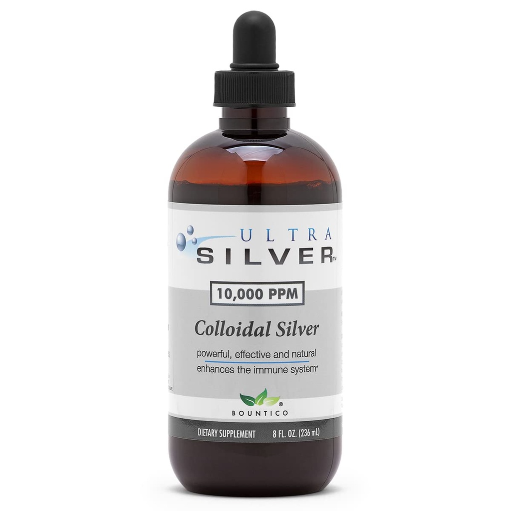 Ultra Silver® Colloidal Silver , 8 Oz (236mL) , 10 000 PPM , 4 bouteilles de verre d'Once , supplément minéral - avec goutte à goutte