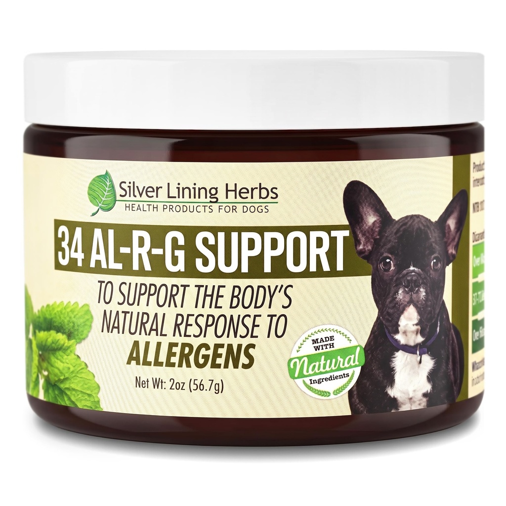 Herbes de lin d'argent 34 Canine Al-R-G - Supplément d'allergie à base de plantes pour chiens - Support d'allergie naturelle pour chiens - Booste la réponse saine, normale et naturelle d'un chien aux allergènes - 2 pot d'Once