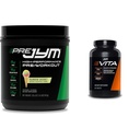 Supplément JYM Science Pré Jym Rainbow Sherbet Pré-entraînement, 30 portions et Vita JYM Multivitamine pour athlètes, 60 comprimés