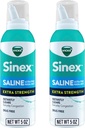 VICKS Sinex Saline Extra Strength Nasal Spray, 3X Concentré* sans médicament ultra fin brume, efface instantanément le mucus, ultra concentré à clair congestion rapide, sûr pour une utilisation quotidienne, 5 OZ x 2