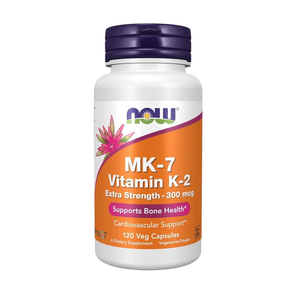 Now Foods Supplements, MK-7 Vitamin K-2 300 mcg, Cardiovascular Support*, Supports Bone Health*, 120 Veg Capsules