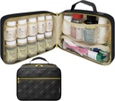 Grand organisateur de bouteilles de pilules, sac de médecine, étui, transporteur pour les médicaments, les vitamines et les fournitures médicales - organisateur de médicaments de voyage et entreposage à domicile sac de médecine - noir (sans serrure)