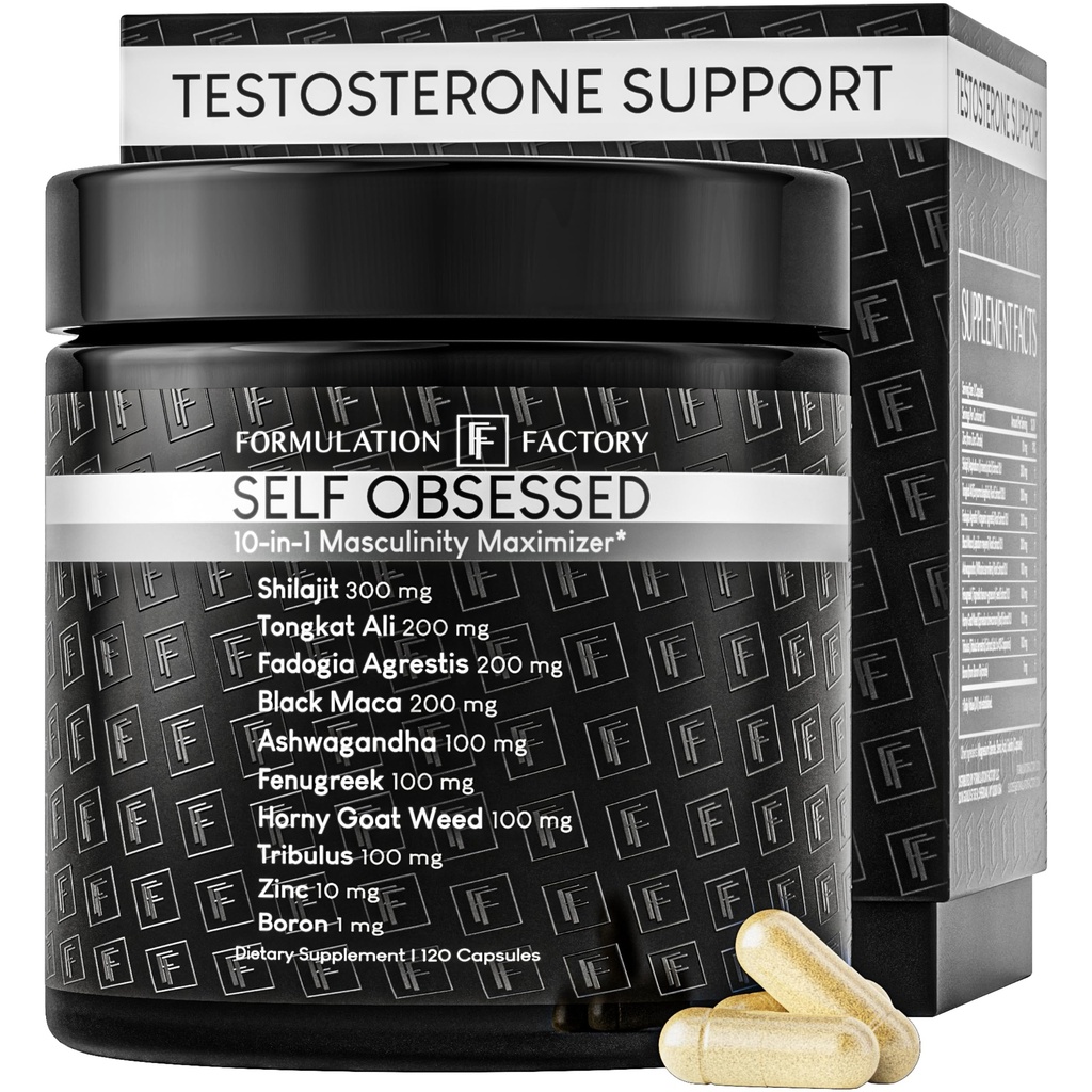 Formulation usine Auto Obsédé 10 en 1 supplément de maximum de masculinité, Shilajit pour les hommes, Tongkat Ali, Ashwaganda, Fenugreek croissance musculaire, énergie, entraînement, force, récupération 2 mois (paquet de 1)