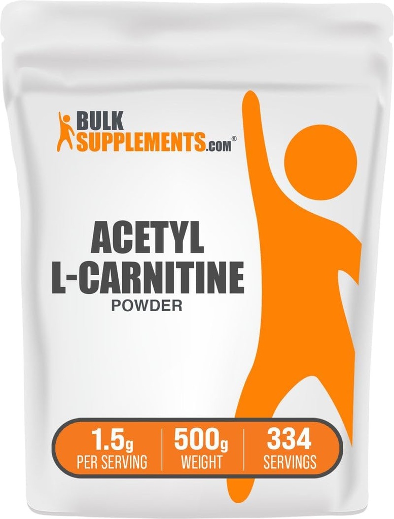 BulkSupplements.com Acetyl L-Carnitine Powder - as ALCAR HCl, Carnitine Supplement - Gluten Free, 1.5g per Serving, 500g (1.1 lbs) (Pack of 1)