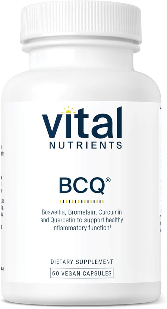 Vital Nutrients BCQ) Boswellia vegan, Bromelain, Curcumin & Quercetin Supplément de soutien conjoint (Sinus & Digestive Health) Supporte le gluten, la laiterie, sans soja 60 capsules