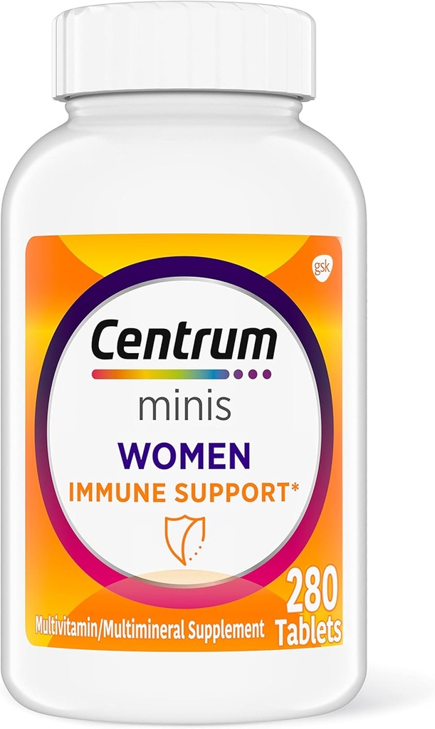 Centrum Minis Multivitamine quotidienne femme pour le soutien immunitaire avec le zinc et la vitamine C, 280 mini comprimés, 140 jours d'approvisionnement