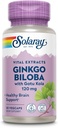 SOLARAY Ginkgo Biloba Extrait avec Gotu Kola - Ginko Biloba Capsules pour le soutien de la santé cérébrale - Vegan, Lab Vérifié, Garantie de 60 jours - 60 portions, 60 VegCaps (30 VegCaps)