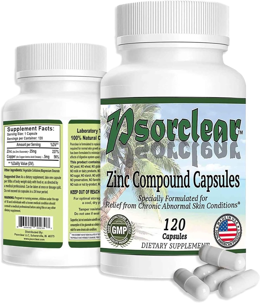Psorclear-Psoriasis & Eczema Relief. Un produit éprouvé efficace et tout naturel pour Psoriasis Eczema & Rosacea Relief that Works - Classé l'un des meilleurs (120 comte bouteille)