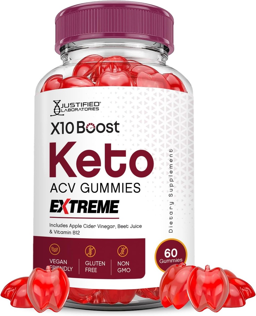 Laboratoires Justifiés X10 Boost Keto ACV Gummies Extreme 2000MG X 10 Boost Keto Gummies vinaigre de cidre de pomme formulé avec le jus de betterave grenade poudre B12 végétalien non OGM 60 Gummys