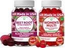 Lunakai Racine de betterave et les femmes Multivitamine Gummies Bundle 100% Valeur quotidienne de 16 vitamines et minéraux essentiels (vitamines A,B,C,D,E)