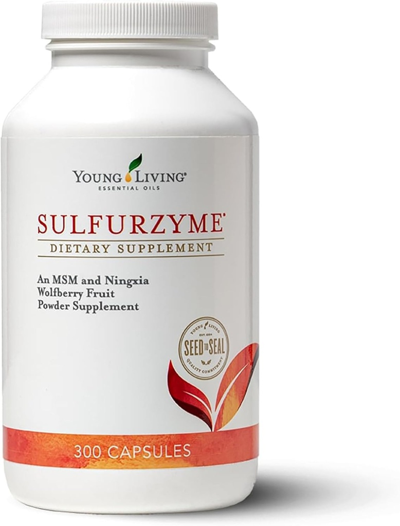 Young Living Sulfurzyme, 300 Capsules, soutient la santé articulaire, favorise la santé de la peau et des cheveux, aide au bien-être général avec MSM et Wolfberry Powder Blend