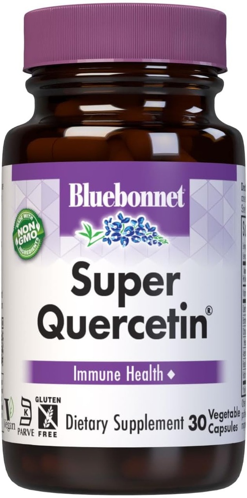 Bluebonnet Nutrition Super Quercetin Vegetable Capsules, Vitamin C Formula, Best for Seasonal & Immune Support, Non GMO, Gluten Free, Soy Free, Milk Free, Kosher, 30 Vegetable Capsules