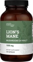 Supplément de la Mane de Lions organiques (1000mg), 2-Mois d'approvisionnement Lion's Mane Mushroom Supplément Extrait pour soutenir Focus, Mémoire (120 Capsules)