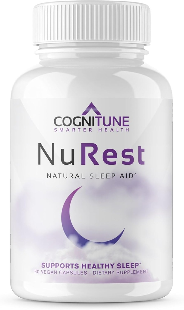 CogniTune supplément de sommeil naturel - Non Habit formant des pilules de sommeil, non somnolente formule d'aide au sommeil à base de plantes avec/mélatonine, racine valériane, baume citron, camomille, GABA, L-Theanine, Magnésium, acides aminés