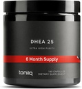 Toniiq Ultra High Strength Supplément DHEA 25mg pour les hommes - 99%+ Supplément DHEA micronisé hautement purifié et biodisponible pour les femmes et les hommes - DHEA 25 mg - 180 capsules