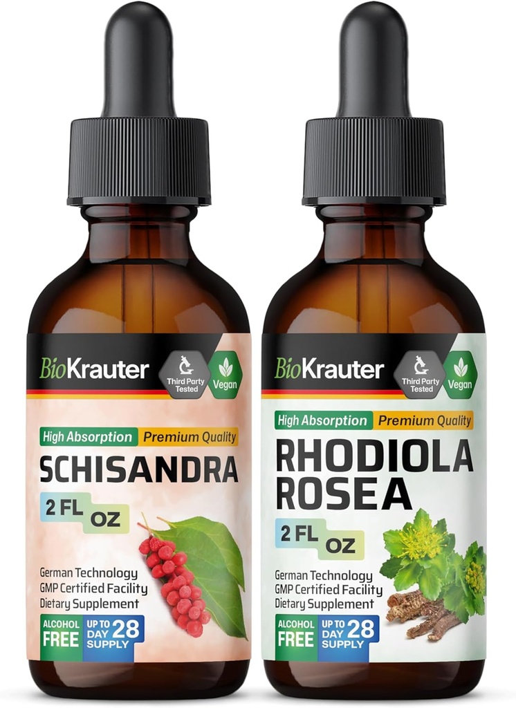 BIO KRAUTER Schisandra Teinture 2 Fl. Oz. & Rhodiola Rosea Teinture 2 Fl. Oz.