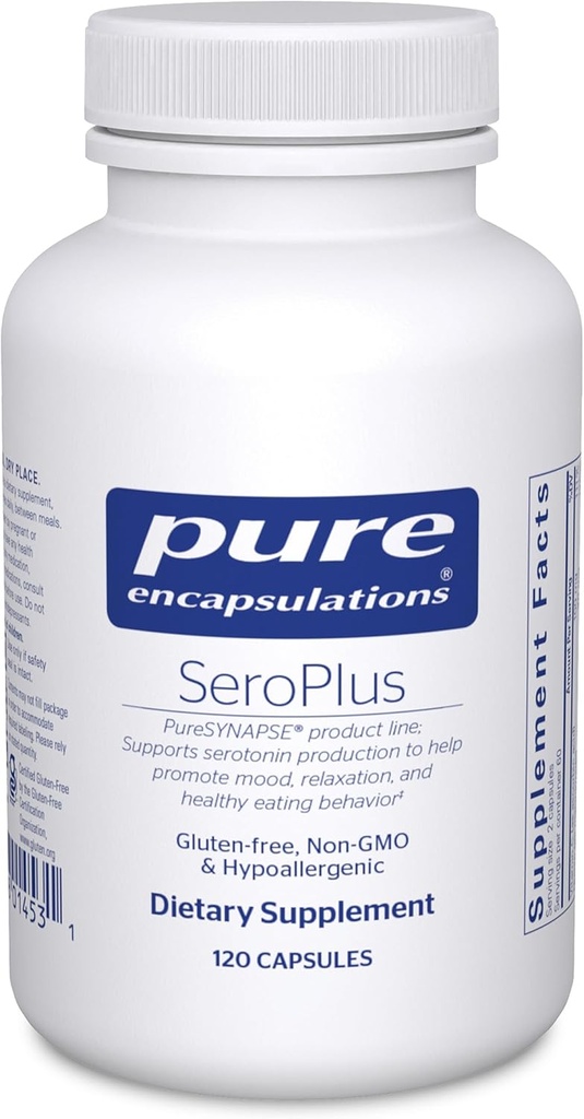 Encapsulations pures SeroPlus-Sérotonine hypoallergénique Soutien à un stress occasionnel modéré 120 Capsules
