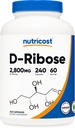 Nutricost D-Ribose 700mg (2800mg par portion), 240 Capsules - Végétarien Friendly, Non-OGM, Sans gluten