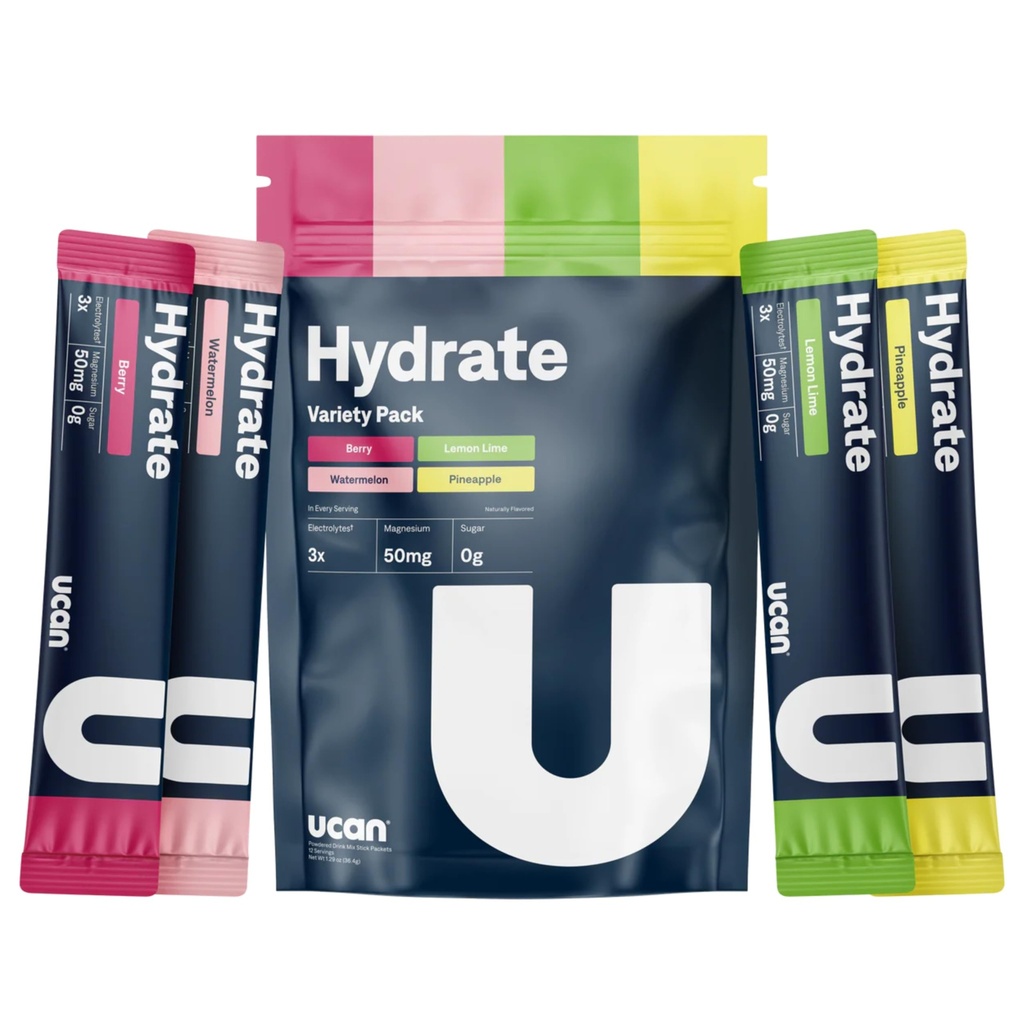 Mélange de boissons électrolytiques hydratantes UCAN (paquet de légumes, 12 sacs à bâtons) sans sucre, kéto-friendly, végétalien, non-OGM, poudre d'électrolyte sans gluten avec potassium et magnésium pour les coureurs et les athlètes