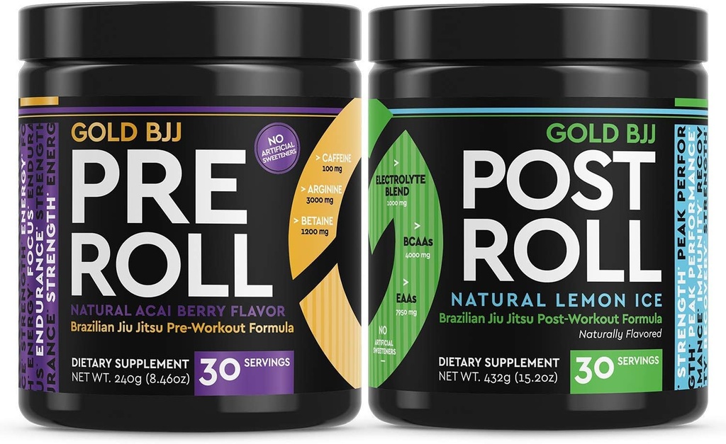 Gold BJJ PreRoll et PostRoll Jiu Jitsu Supplément Bundle