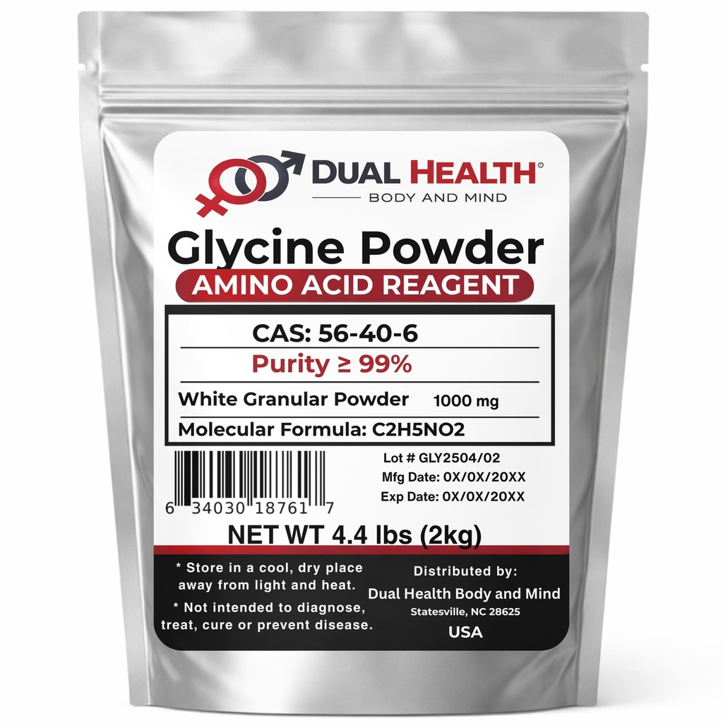 Poudre de glycine (2000g / 2kg / 4,4 lbs) Suppléments en vrac de glycine, acide amino-sommeil, non-OGM, sans gluten