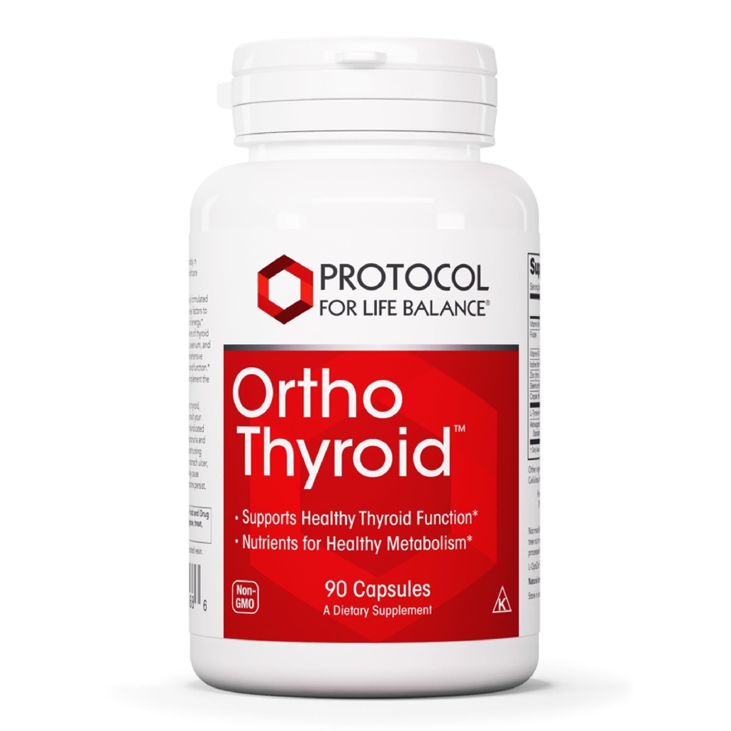PROTOCOL FOR LIFE BALANCE Ortho Thyroid - Supports Healthy Thyroid Function* - with Ashwagandha, Zinc & Selenium - Non-GMO & Kosher - 90 Veg Capsules