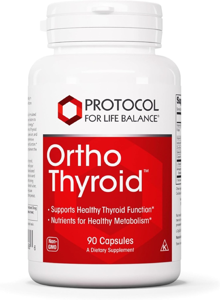Protocol Ortho Thyroïde - Soutient une fonction thyroïdienne saine* - avec Ashwagandha, Zinc et Sélénium - Non-OGM et Kosher - 90 Capsules de Veg