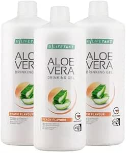LR Lifetakt Aloe Vera Gel de boisson Peach Flavour Soins de santé Femmes Hommes Buvez tous les jours Traitement naturel Ensemble de 3-1000 ml./33.3 fl.oz