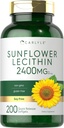 Carlyle Sunflower Lécithine Softgel Capsules de 2400mg de 200 Nombre Riche en Phosphatidyl Choline.