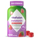 vitafusion Max Strength 10 mg Mélatonine Gommies, Aromatisés aux fraises, Supplément de vitamine Gummy à la mélatonine adulte, 100 Compte, 50 jours d'approvisionnement
