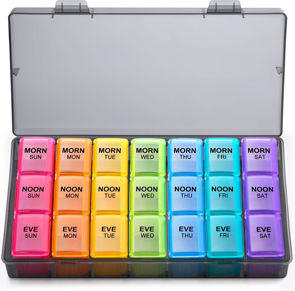 Organisateur hebdomadaire de pilules 3 fois par jour, grand boîte quotidienne de pilules Gélibo pour la vitamine/huile de poisson/plaques/Suppléments-Arthrite